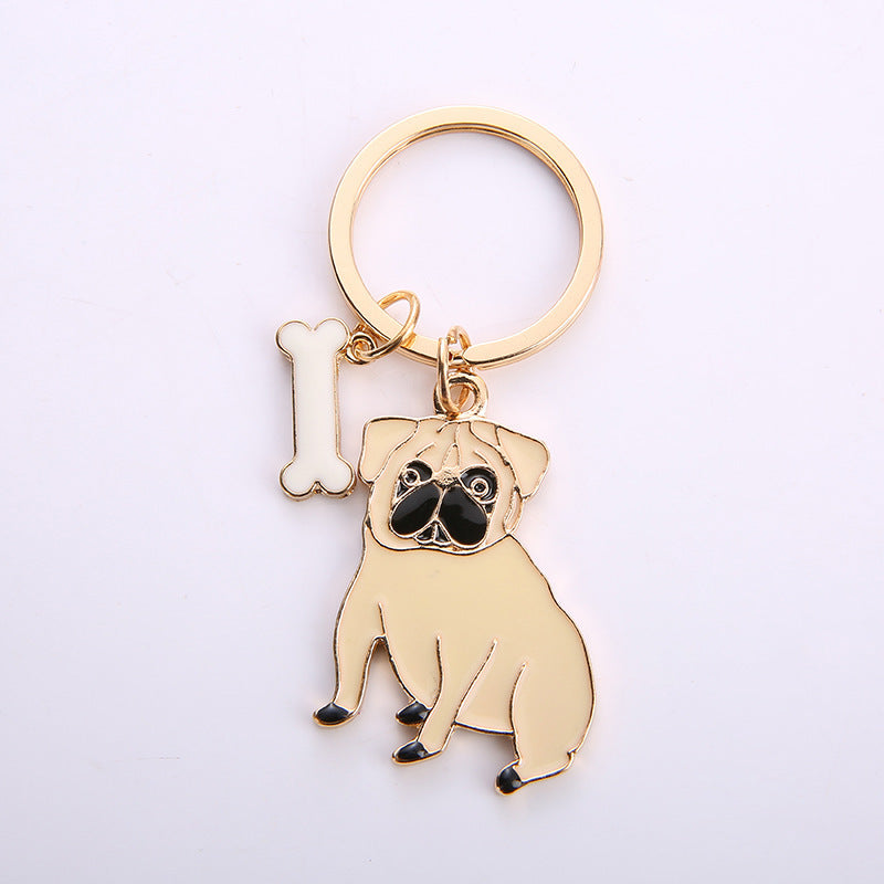 Pug pet keychain