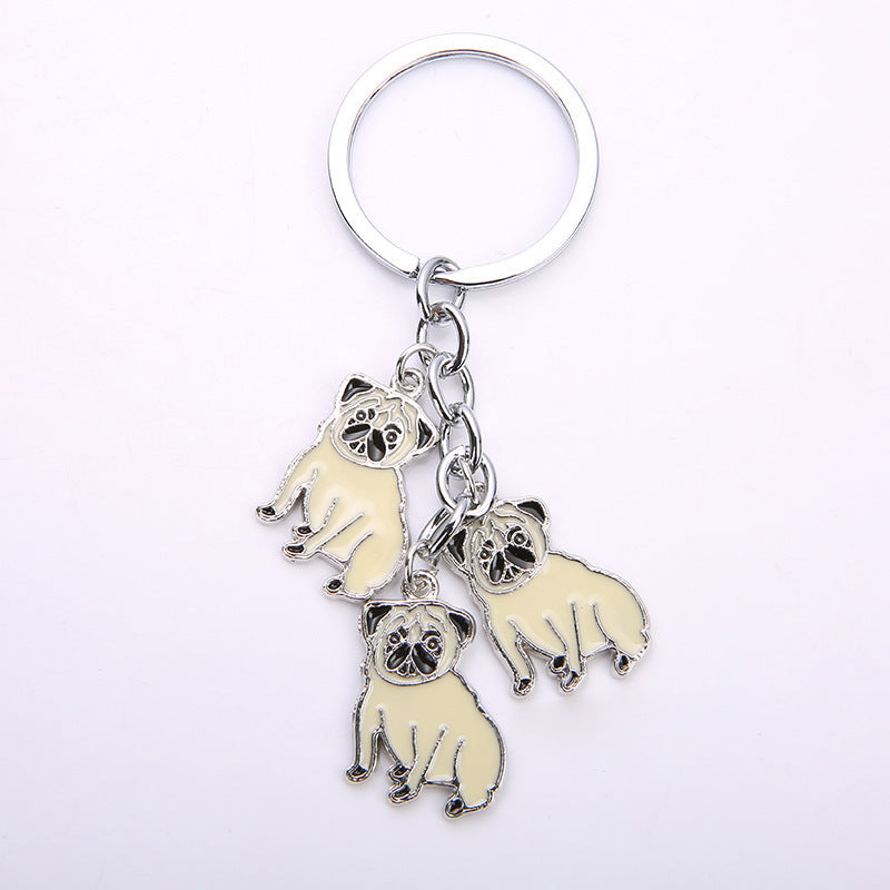 Pug pet keychain