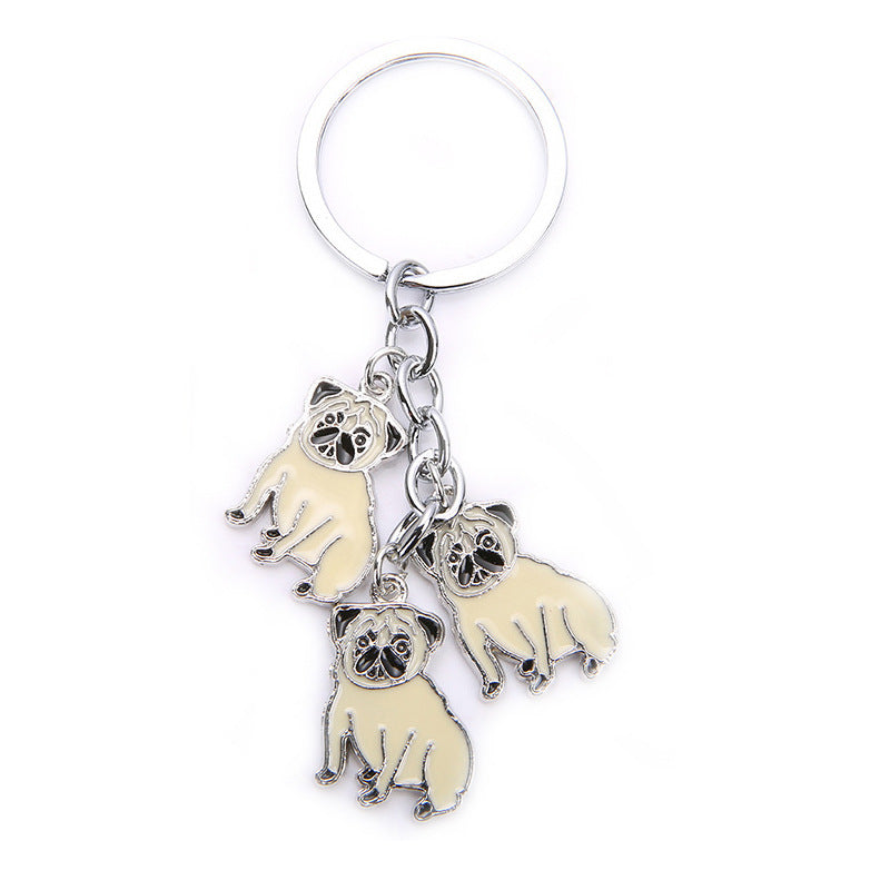 Pug pet keychain